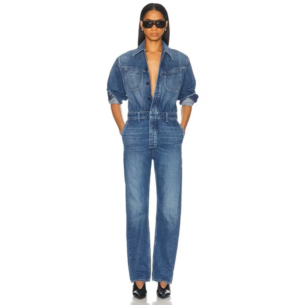 Citizens of Humanity Distressed Marta Denim Jumpsuit Blue Jean Coveralls Small - Picture 1 of 16